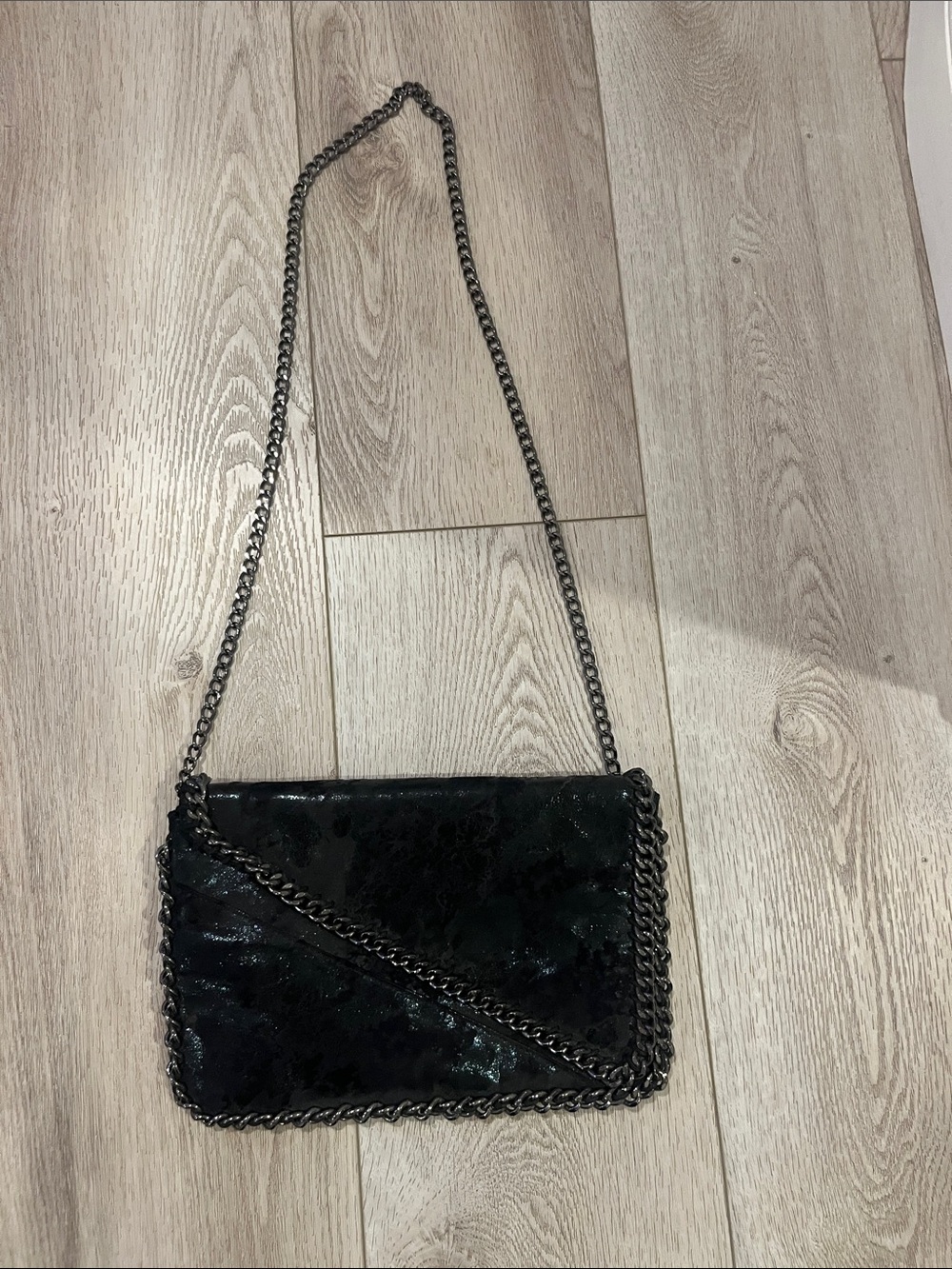 Leith Black Chain-Trim Crossbody Bag